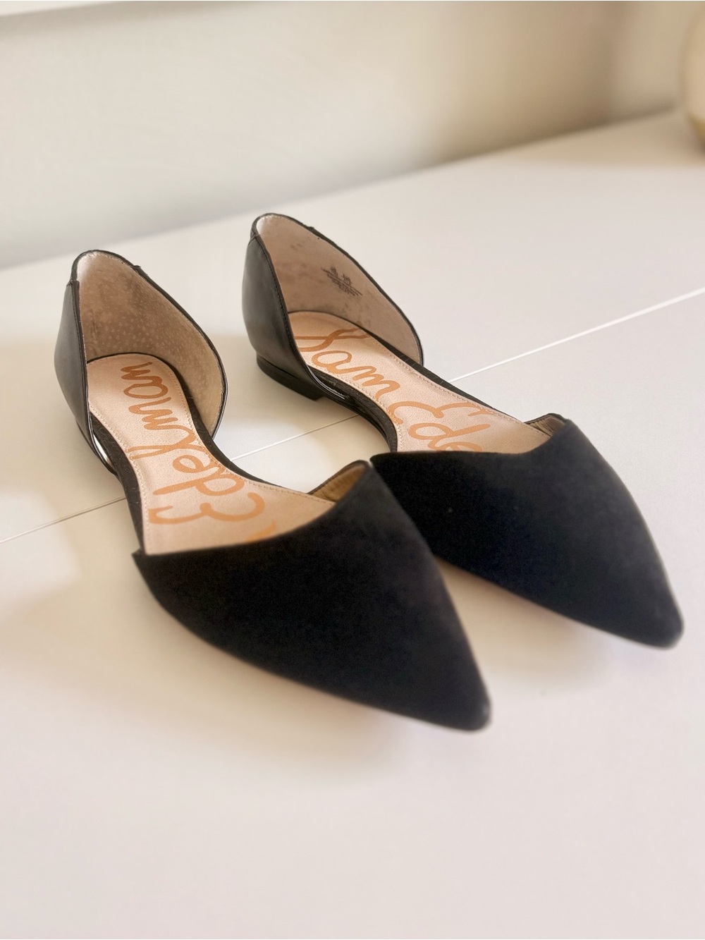 Sam Edelman Riley D’Orsay Pointed Toe Flats | Black Suede | Women’s Size 10